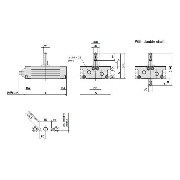 Cylindre de l'acier inoxydable CDRQ2BS15-180 CDRQ2BS20-90C CDRQ2BSW40-180C d'argent de série de SMC CRQ2