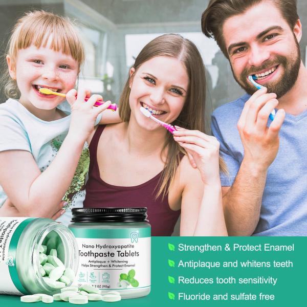 150pcs Nano Hydroxyapatite Toothpaste Tabs Flouride Free Strengthen Teeth Customized