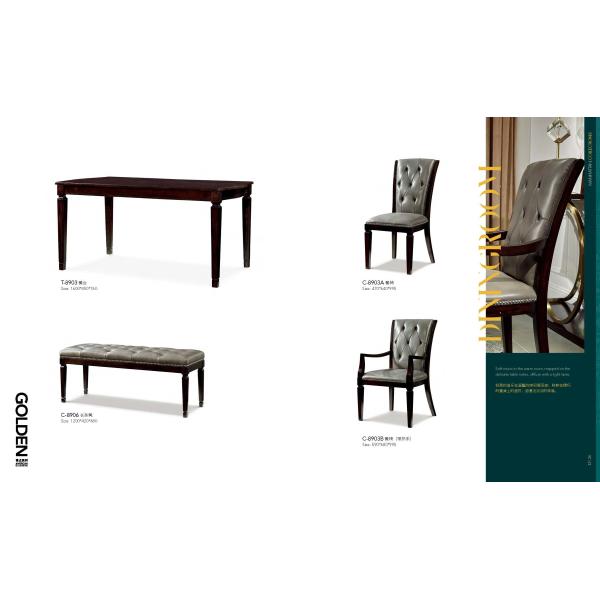 American leisure style Dining room furniture set of Circle Table with Upholstery chairs and Dining buffet cabinets