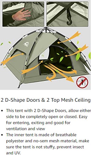 7.4lbs Waterproof Dome Pop Up Camping Tent For Family