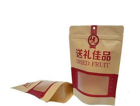 Top Quality Eco-friendly Recyclable Food Grade brown kraft paper bag With Window For Snack Packaging