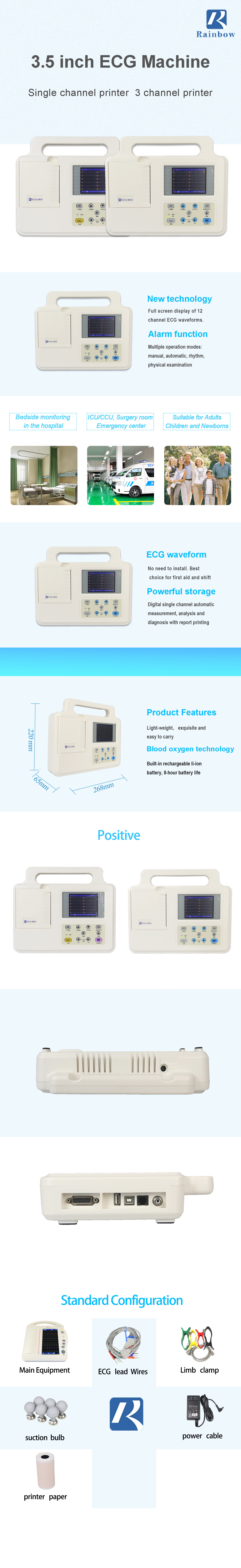 3,5 ручка машины Ekg ECG дюйма легкая для того чтобы снести прочное 1/3 руководств