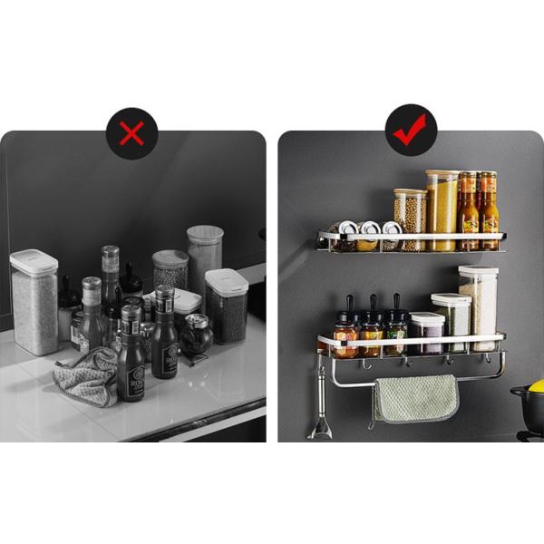 Heavy Duty Wall Mounted Kitchen Shelf With Mirror Polishing Finish CE Certified