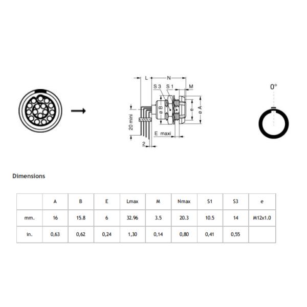 16pin Right Angle PCB Socket Lemo ECG 16pin Receptacle With Two Nuts ECG.1B.316.CLV