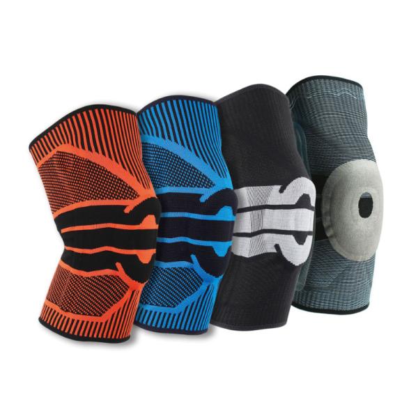 Silicon Pad Professional Sport Knee Brace Breathable and Red for Running Work out