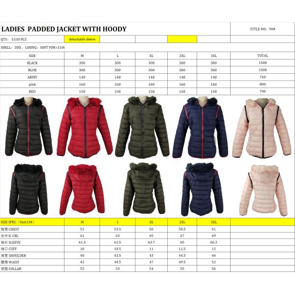 Fur Collar Ladies Light Padded Jacket , Winter Warm Padded Jacket Women's