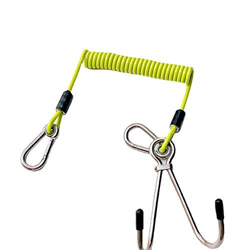 Deap Sea Diving High Tensile Wire Coil Lanyard Stainless Steel Double Head Flow Hooks