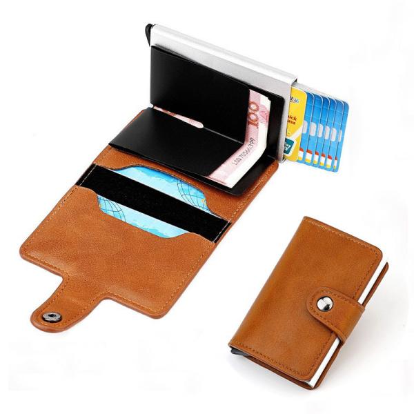 Trifold PU Leather Men's Wallet with Customized Tote Bag and Storage Convenience