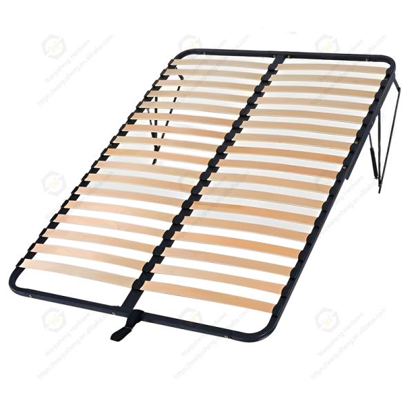 Metal Bed Base Mechanism with Wooden Slats Detachable Storage - Functioned Bedroom Flat Bed Frame.