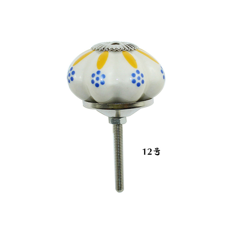 Vintage Bohemian Ceramic Petal Shape Colorful Handle Knob Kitchen Bedroom Drawer Cabinet Door Handle