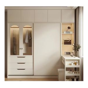 Multi Storage Sliding Door Wardrobe Waterproof White Sliding Wardrobe