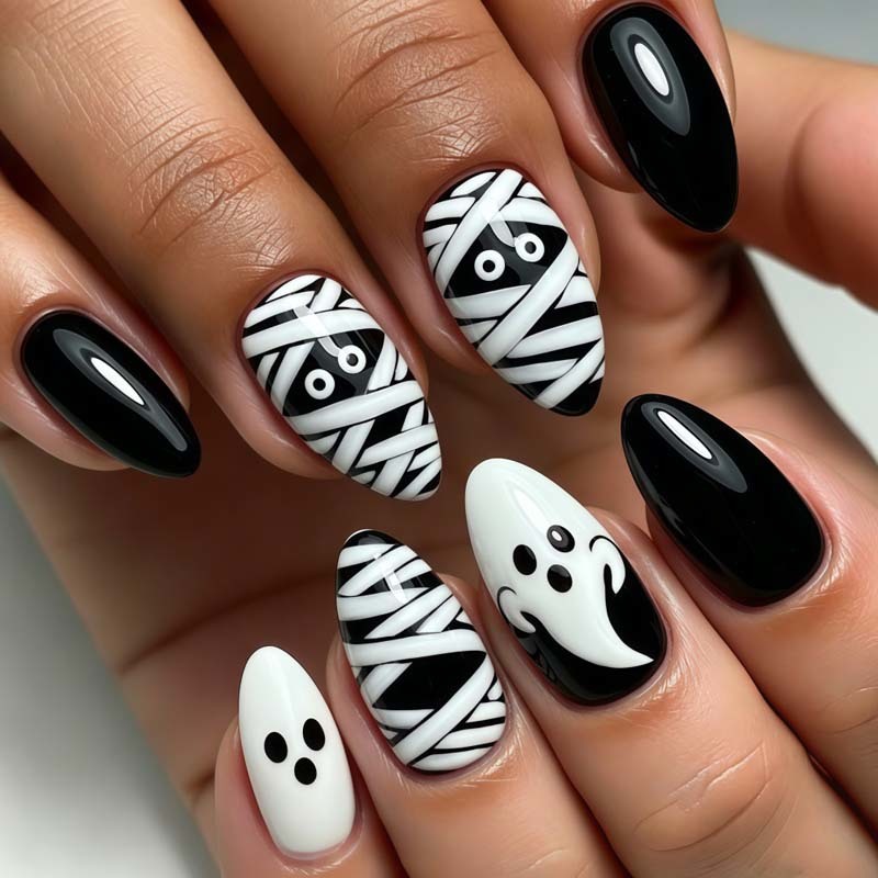 Reusable Glossy Halloween ABS Holiday Press On Nails Long Lasting