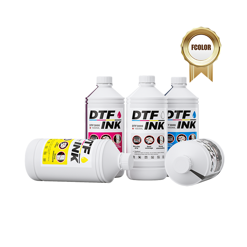 DTF3000 Digital Pigment Ink 1000ml CMYK+White for PET Film Heat Transfer Printing  No Clogging Bright Color