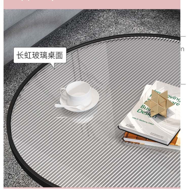 PU Leather Cover Glass Coffee Table Modern Center Table for Living Room
