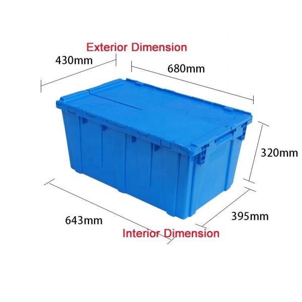 Guarde seus itens domésticos com cuidado com caixas de armazenamento de plástico de 680x430x320mm azul PP e tampa