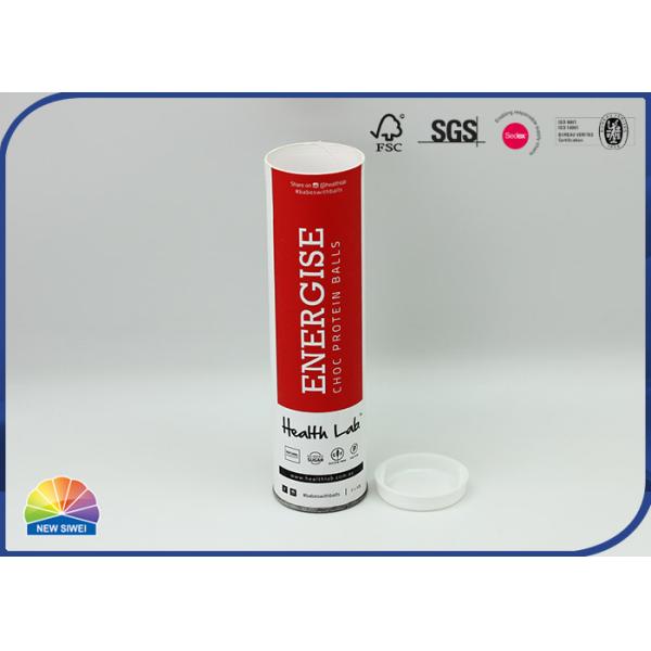 Metal End Cardboard Packaging Tubes Print Logo Wrap Protein Snack