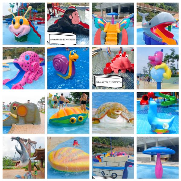 Outdoor Kids Water Park Equipment Fiberglass Octopus Water Slide