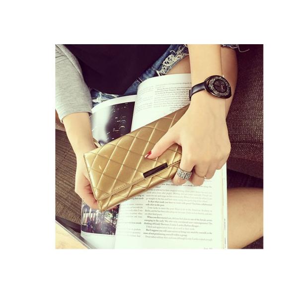 2016 summer sweet new Slim simple long section clutch wallet Ms. Lingge patent leather