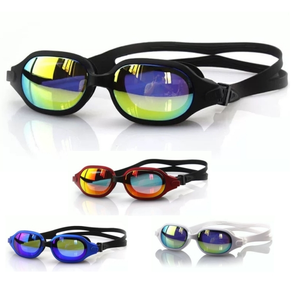 Adult Anti-Fog Swimming Goggles with UV Protection and Waterproof Rainbow Coating for Outdoor Sports