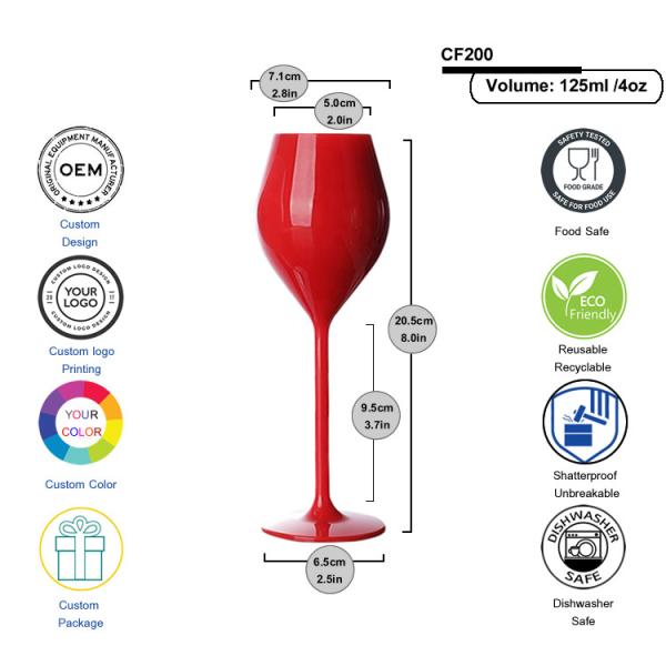Reusable Food Grade Plastic Acrylic Champagne Flutes Dishwasher Safe Veuve Clicquot Chamapgne Glass