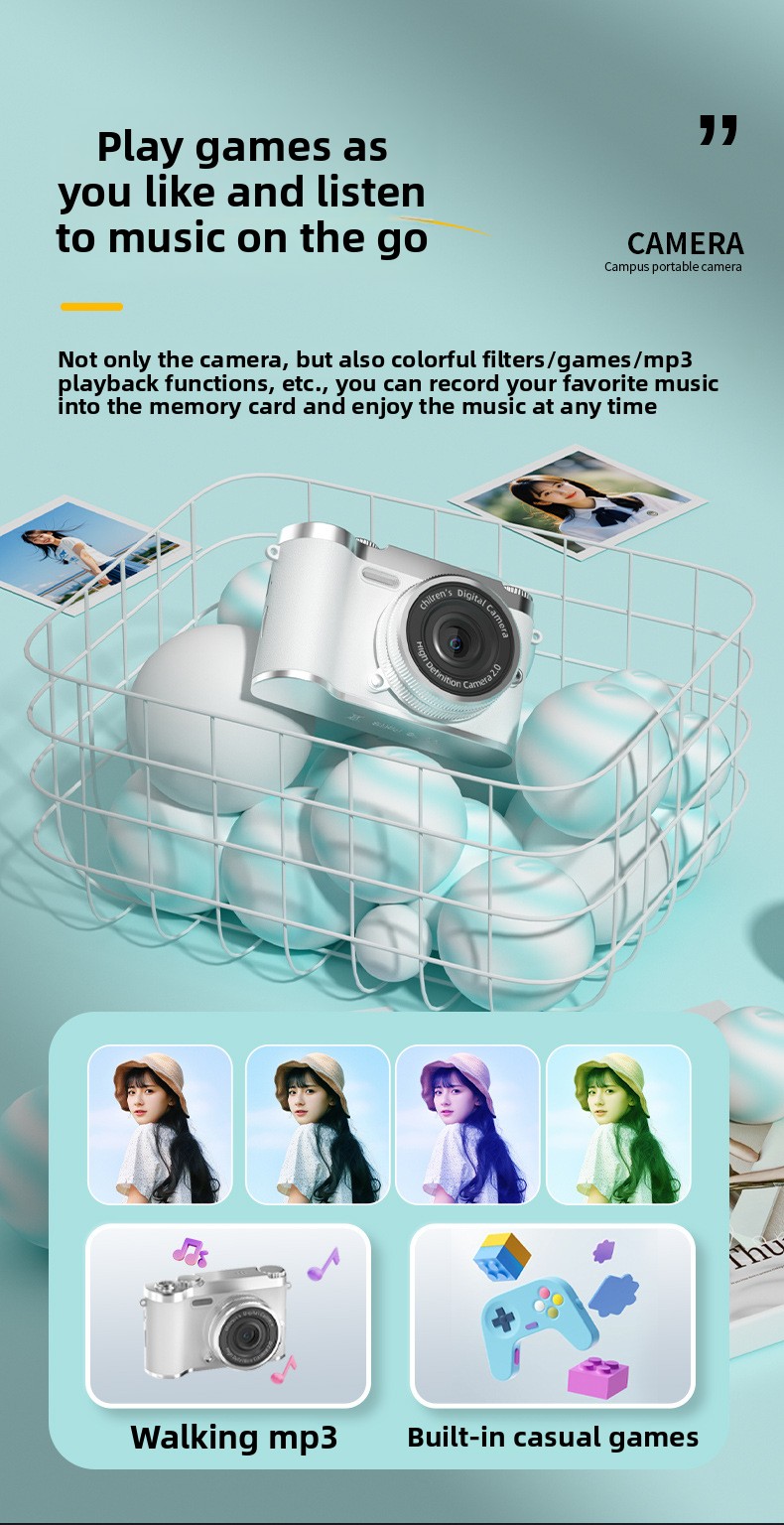 CCD Digital Camera for Self-portraits & Beginners 50MP 8x Optical Zoom Full HD Video Retro Portable Compact Camera Smile Capture