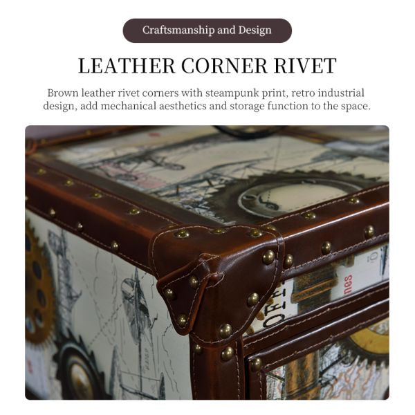 Nidea #8517 Vintage Antique Rustic Luxury Classic Chest Cabinet with Hand-Painted Design Patterns, 6-Drawer Living Room Cabinet