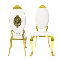 Luxury Hotel Restaurant Metal Chair Crown Design Golden Stainless Steel Royal Wedding Chair