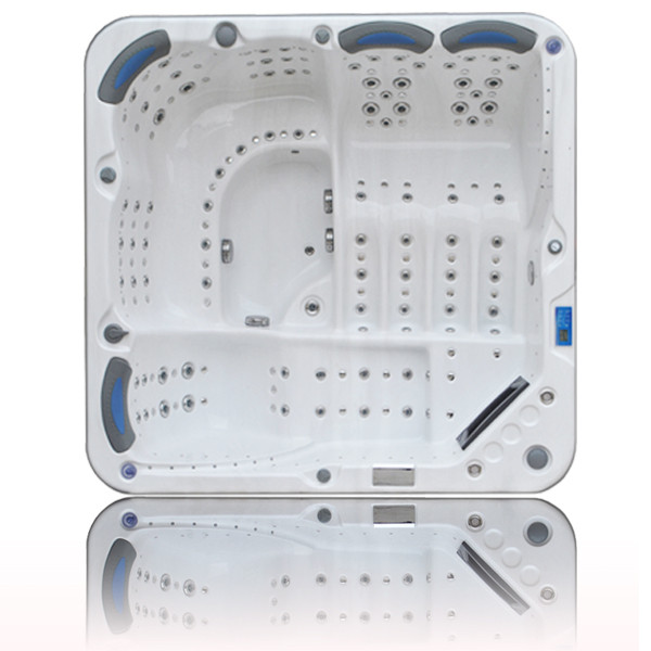 4 Seats + 3 Lounge Luxury Square Acrylic Whirlpool Massage Outdoor Bathtubs 220V / 40A