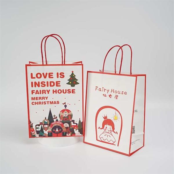 New Year Gift Christmas Gift Bags Recycle Kraft CMYK Printed
