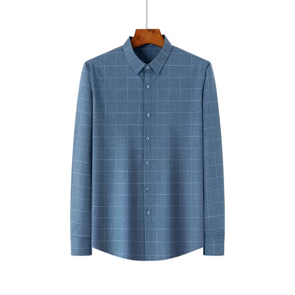 Polyester Fiber Viscose Custom Logo Men's Shirts Long Sleeve Shirt Casual with Lining
