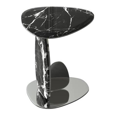 Superfície lisa Oval Preto Sofá de mármore de topo Altura da mesa 55cm