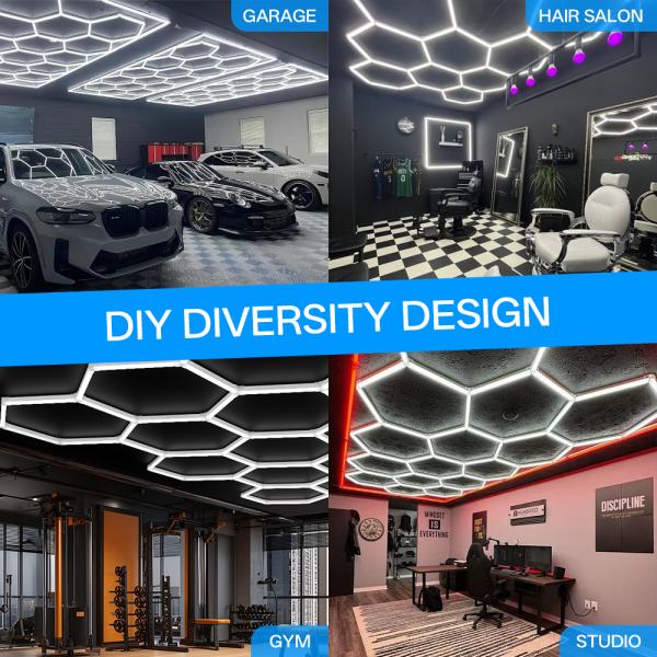 K&C Hexagon Light LED Ceiling Wall Detailing Studio Posh Workshop Light Diy Led Honeycomb Car Workshop Garage Work Light