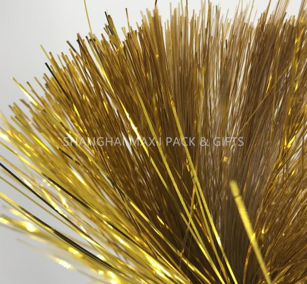 Brown Colored Plastic Shredded Tissue Paper For Gift Baskets PE Metallic Decoration
