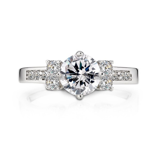 Corte redondo CZ Eternity 925 de plata esterlina Anillo de boda para mujeres Regalos