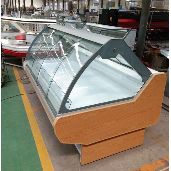 Supermarket Fresh Deli case Meat Refrigerator With Curved Glass Display