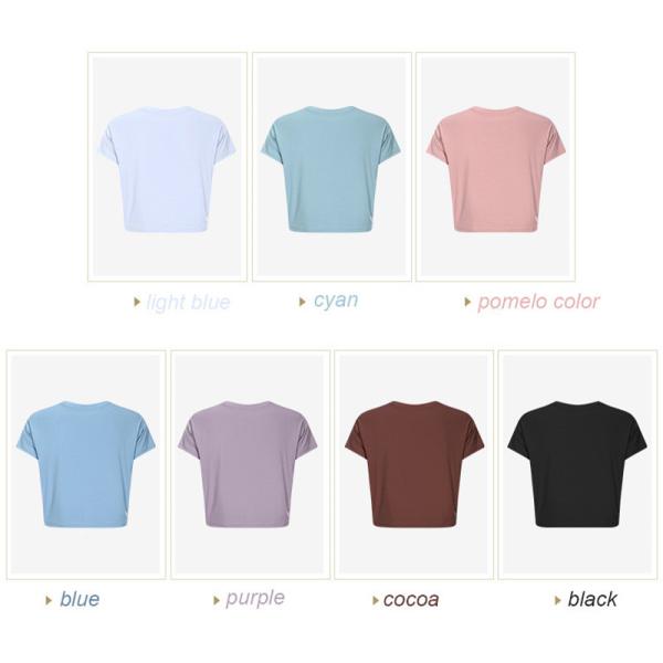 Quick Drying Loose Short Sleeve T Shirt Womens Fitting Yoga Crop Tops