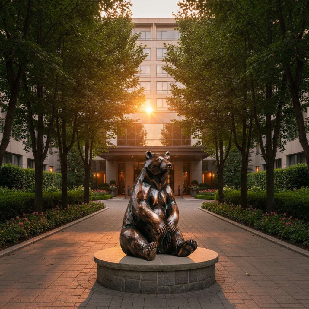 Large Bronze Bear Sculpture for Outdoor Garden Realistic Sitting Brown Bear Statue Custom Metal Animal Art Decor for Park Villa