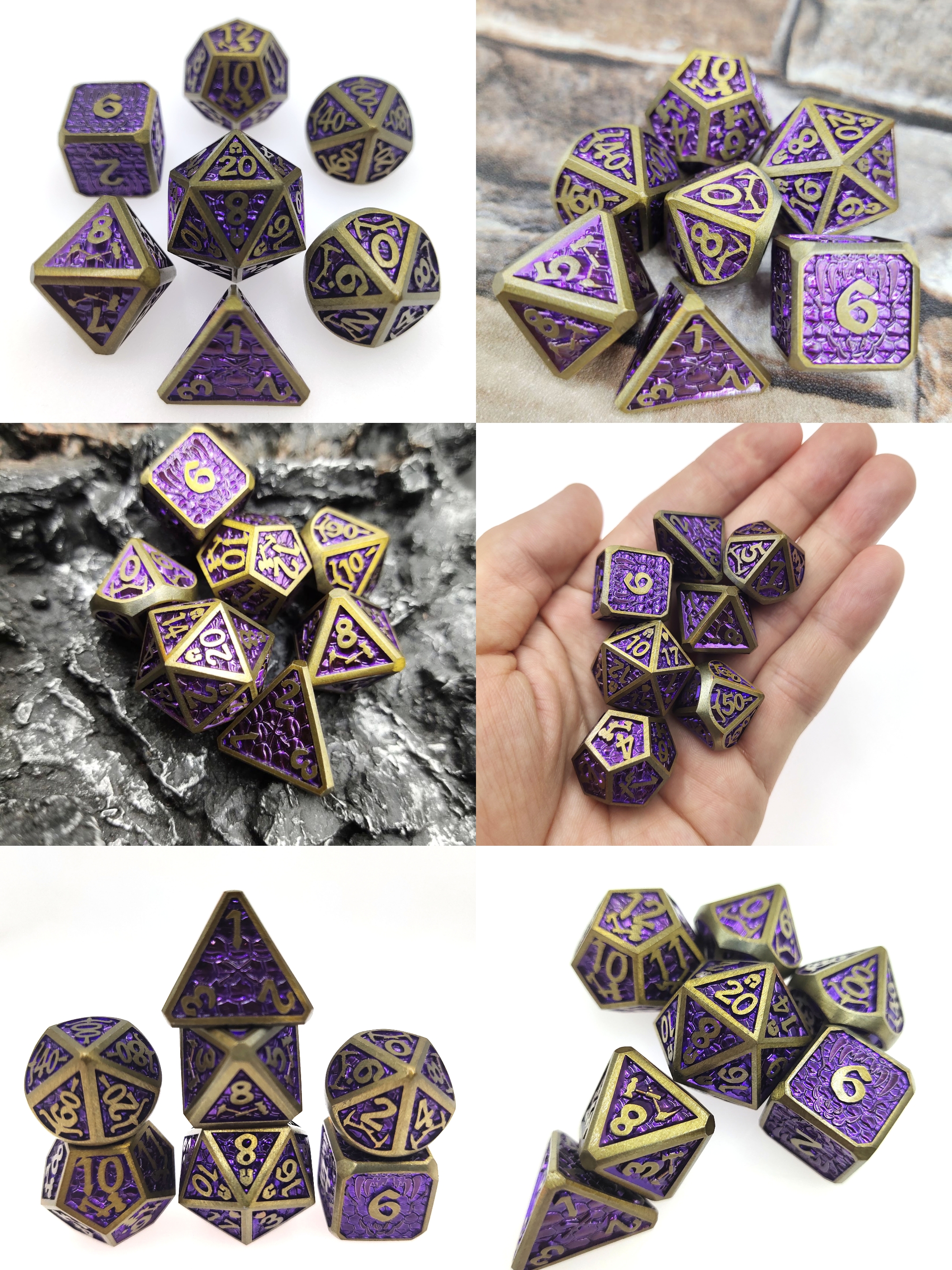 Непахучая облегченная кость металла Dnd установила серебр Polyhedral карточной игры игры Purplish