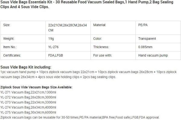 Disposable Transparent Vacuum Sealer Food Storage Plastic Packaging Roll Bag for Food Sealed, Textured Food Freshness St