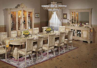 Luxurious Italian Palace Wooden Carving Dining Table Set Antique Dining Room Furniture