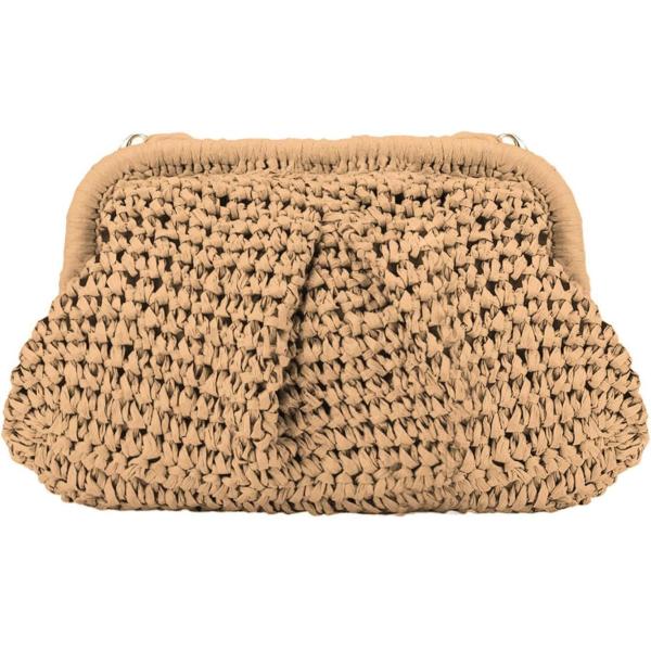 BEACH CHIC WOMEN'S RAFFIA STRAW DUMPLING CLUTCH STYLISH SUMMER VACATION CROSSBODY BAG RATTAN PURSE