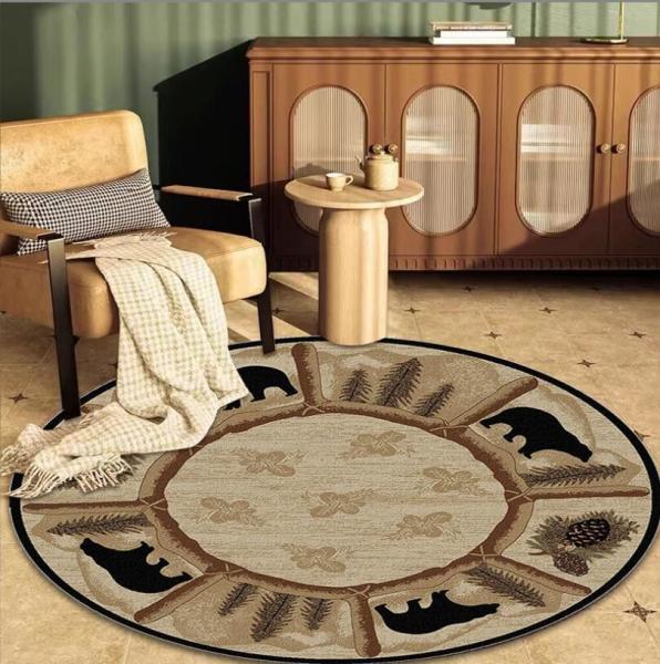 Round Ancient Polyester Fiber Living Room Floor Carpet Special Style