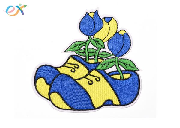 Embroidery Shoes Logo Iron On Patches For Clothes Emergency , Blue And White