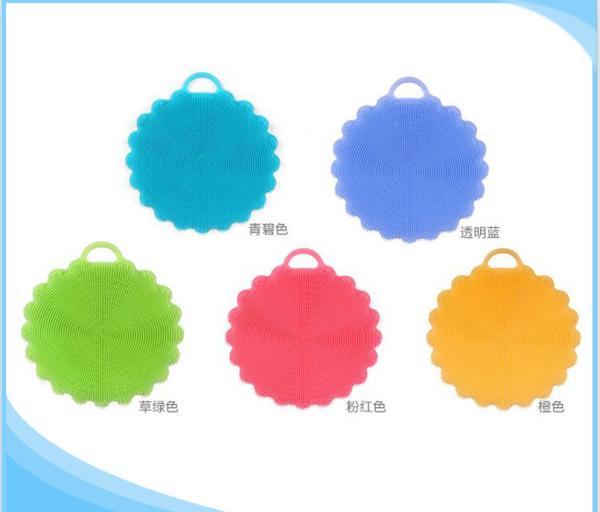 Kitchen Cleaning Silicone Mold Tools , Silicon Sponge Brush Dish Washing Sponge Scrubber