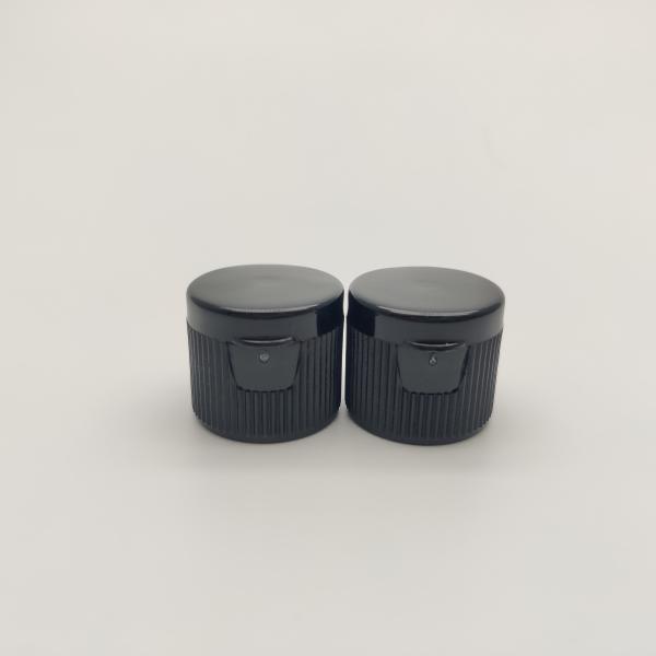 Black Tiny Stripes 18/410 Plastic Flip Top Cap For Cosmetic Toner Bottle