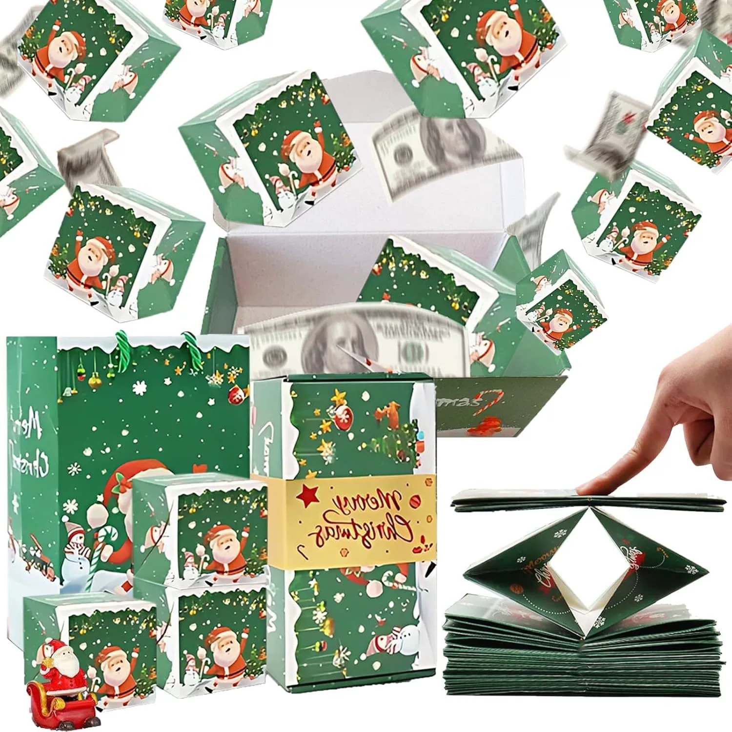 Explosion Bouncing Gift Box Set With Paper Bag For Christmas Packaging