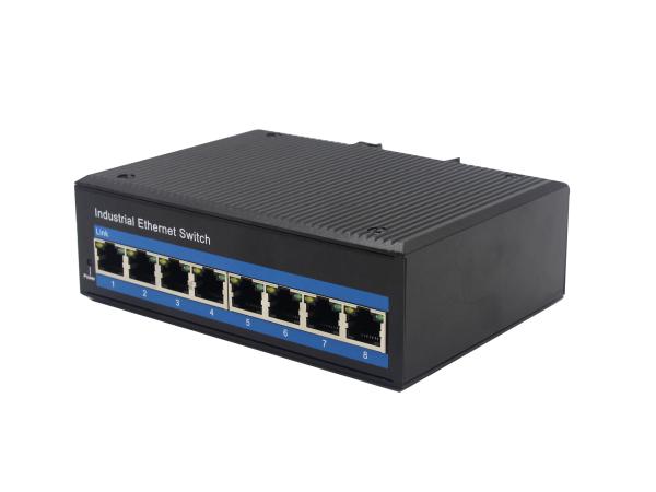 1000MBase-T UTP Unmanaged Industrial Switch 8 Port For IP Cameras IP40 DIN-rail Type