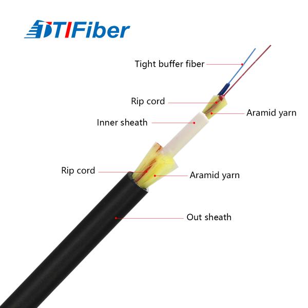 GJYFJY Non Metallic SM G652D 2 - 24 Core Fiber Optic Cable Indoor Outdoor