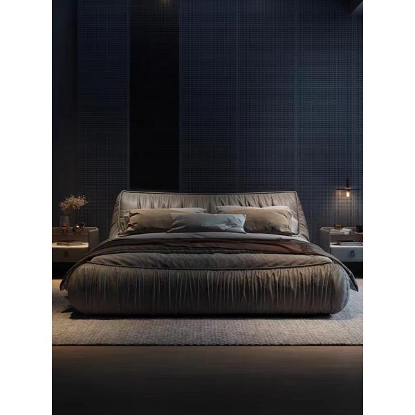 Cama nórdica do anti carvalho macio do bloco 1.8m da cama do couro da mobília do quarto do hotel da queda