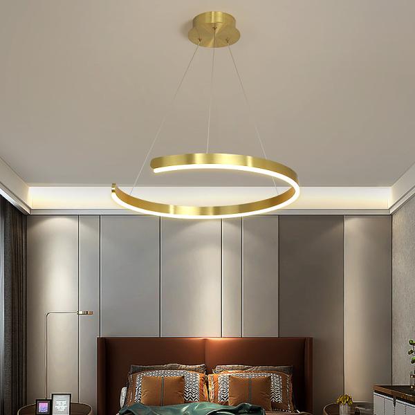 Diodo emissor de luz moderno acrílico Ring Chandeliers 85 do metal da cor do ouro - 265V